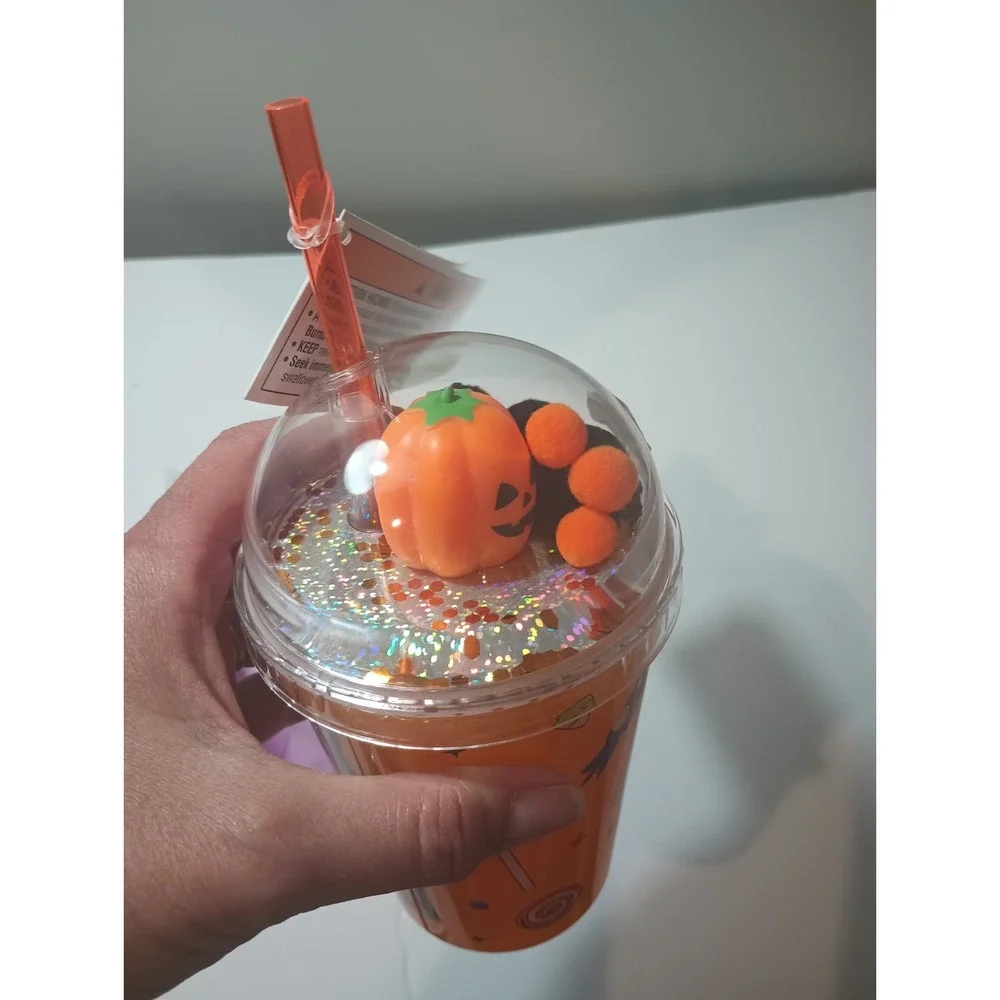 Halloween Tumbler Cup Lot 2 Light Up Skull Potion Flask Trick Or Treat...